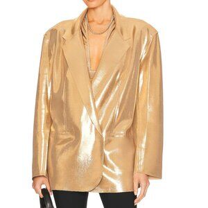 Norma Kamali  Gold Metallic Oversized Double Breasted Jacket, XS